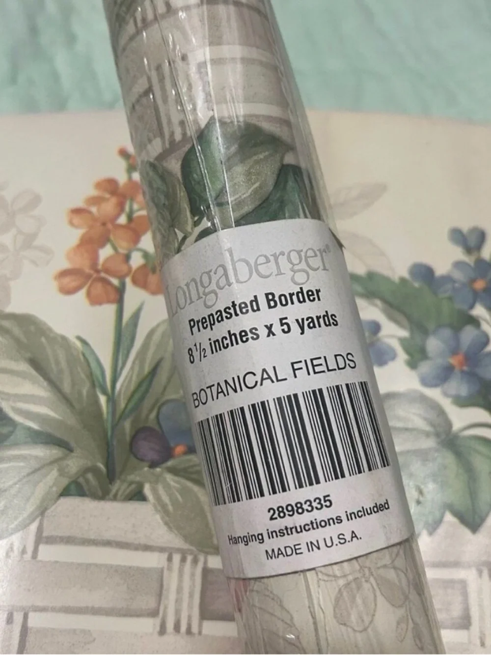 Longaberger Botanical Fields Wallpaper Border Opened Roll